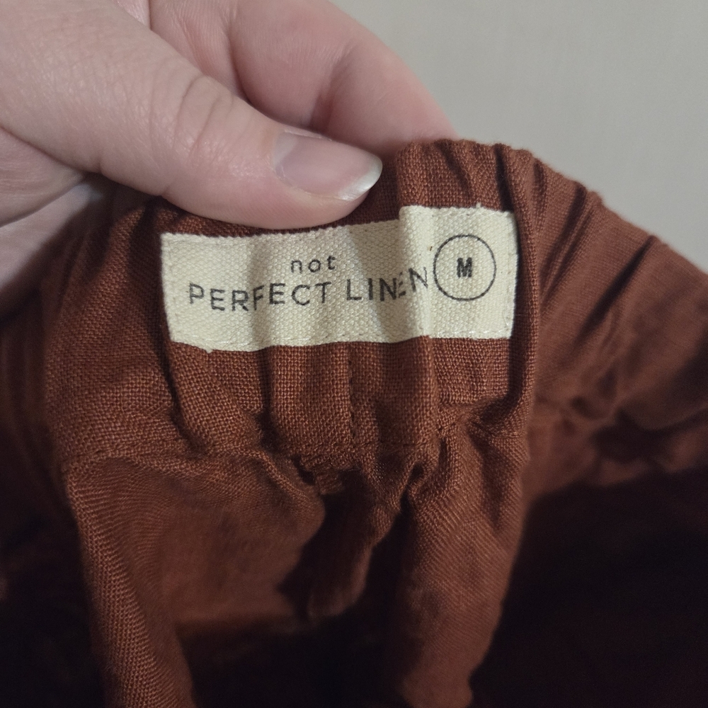 Medium Not Perfect Linen Tapered Pants Rust Color